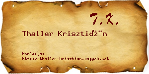 Thaller Krisztián névjegykártya